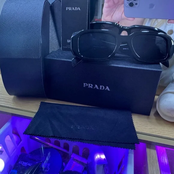 Prada Black Oversized Rectangular Sunglasses - Picture 6 of 16